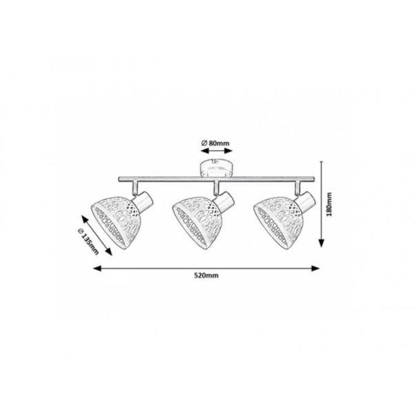 Rabalux Spot rasveta Rattan E14 3x MAX 15W mat crno (3135) - 3135