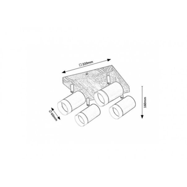Rabalux Spot rasveta Toras GU10 4X MAX 5W hrast (73124) - 73124