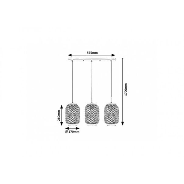 Rabalux Visilica Adalla E27 3x MAX 40W mat crno (72093) - 72093
