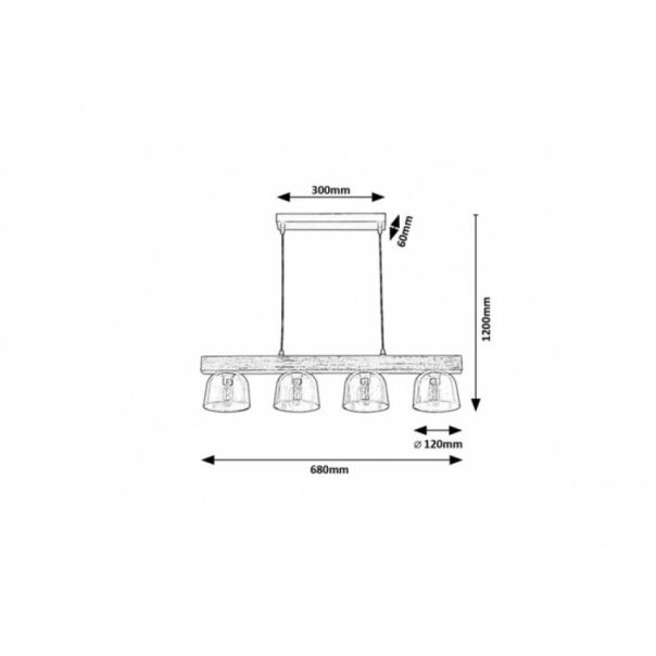 Rabalux Visilica Cardamom E14 4x MAX 40W srebreni hrast (3120) - 3120