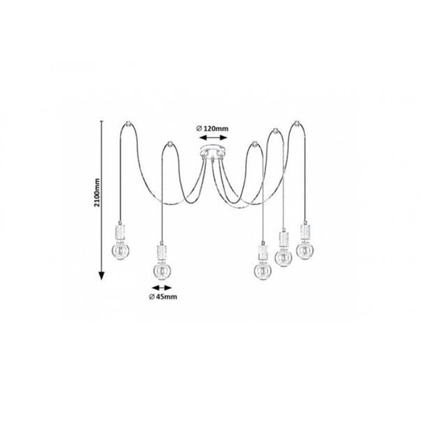 Rabalux Visilica Dollien E27 5x MAX 60W mat crno (72075) - 72075