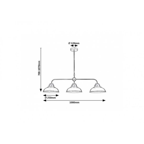 Rabalux Visilica Dragan E27 3x MAX 60W mat crno (5309) - 5309