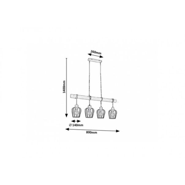 Rabalux Visilica Fabian E27 4x MAX 40W mat crno (5247) - 5247