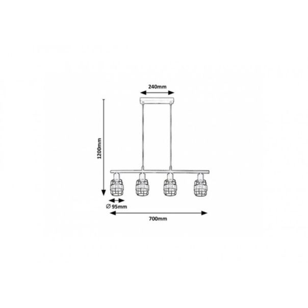 Rabalux Visilica Indiana E14 4x MAX 25W crna (5284) - 5284