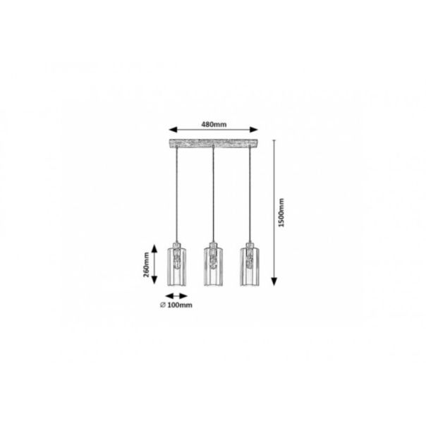 Rabalux Visilica Tanno E27 3x MAX 25W hrast (72123) - 72123