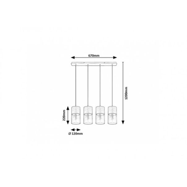 Rabalux Visilica Zelkova E27 4x MAX 40W brušeni aluminijum (3156) - 3156
