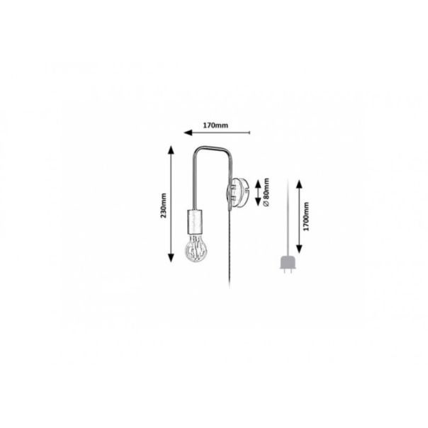 Rabalux Zidna lampa Manzur E27 1x MAX 40W crna (71022) - 71022-1