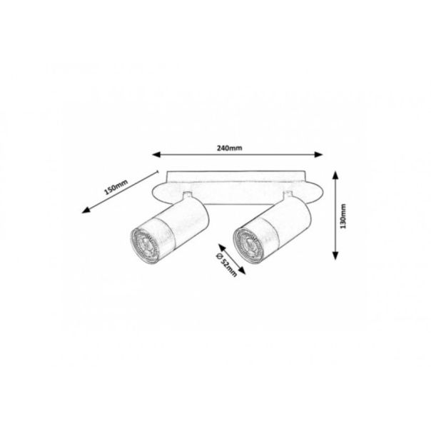 Rabalux Zidna lampa Zircon GU10 2X MAX 5W mat crno (5070) - 5070