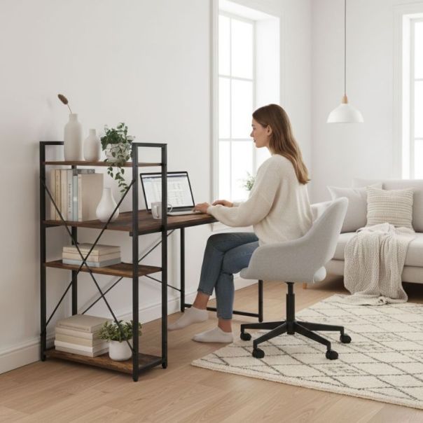 MODERNHOME Radni sto 120x60 cm sa policama loft style - EP2828271