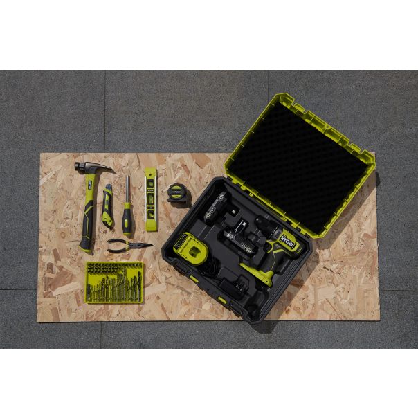 RYOBI Set alata u koferu (aku. bušilica plus ručni alat i pribor) RDD18-2C20TAH - RDD18-2C20TAH