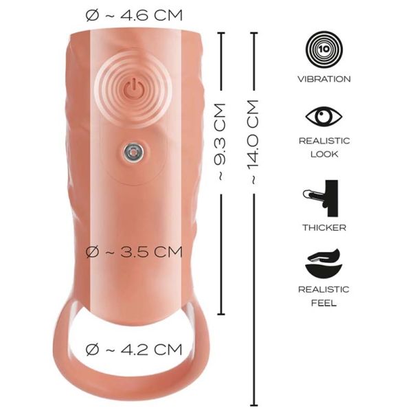 Realistična vibrirajuća navlaka za penis RealSleeve Open - 54051490000