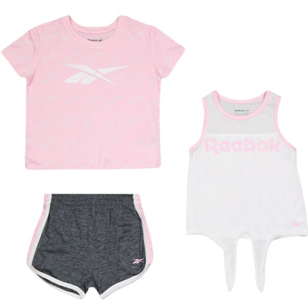 REEBOK set za devojčice šorc i dve majice, roze beli crni - C4596RG
