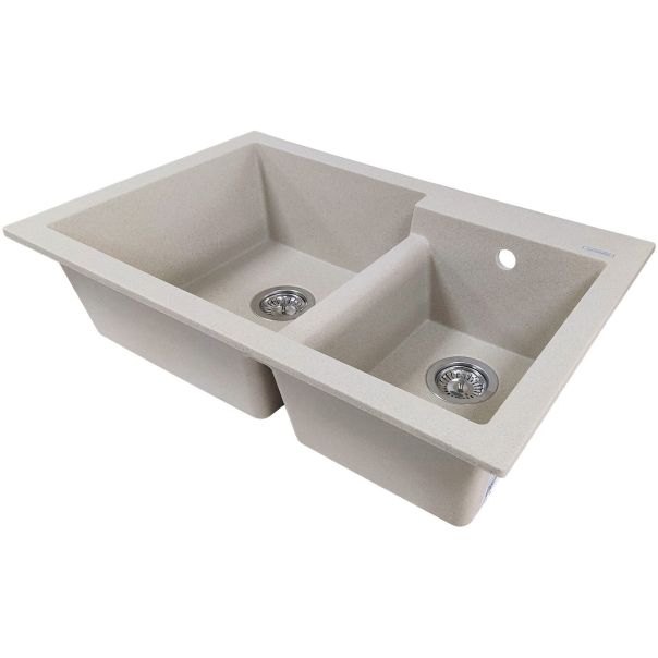 SANDONNA Dvodelna granitna sudopera 79X51cm Edyta, bež - 2767