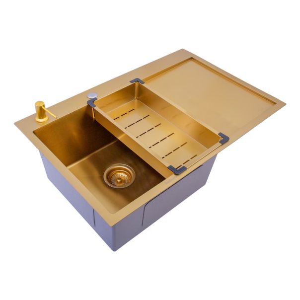 SANDONNA Inox sudopera sa dozerom i oceđivačem 78x50cm HD7850R, zlatna - 2843-1