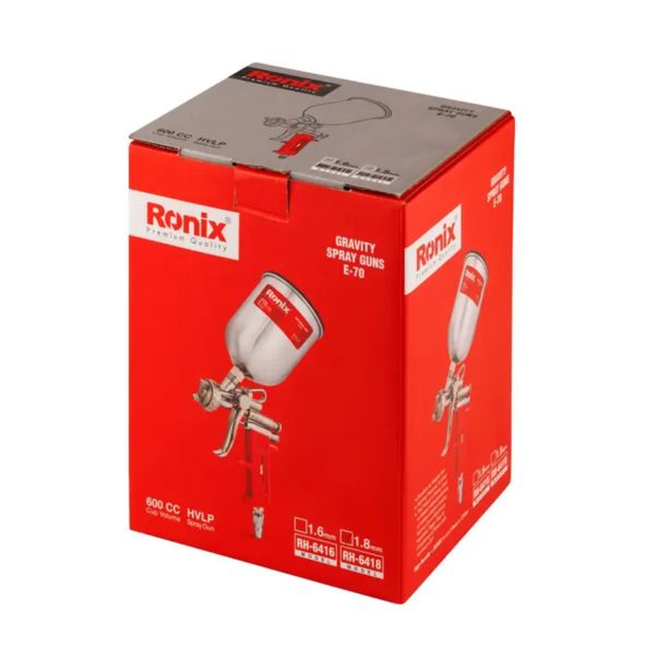RONIX Pištolj za farbanje sa gornjom posudom - metalni (3.5-5bar) RH-6418 CB 600ml/1.8mm - RH-6418RX