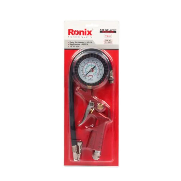 RONIX Pištolj za pumpanje guma (max 7.93bar) RH-6801 BL 63mm/0-12bar skala - RH-6801RX