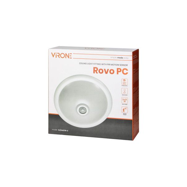 ORNO Plafonjera LED sa senzorom pokreta Rovo PC 2x25W E27 IP20 - ORNCL-2xE27R-2