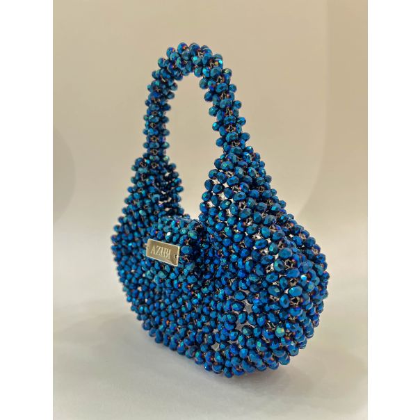 AZIBI Ženska torba od kristalnih perli ROYAL, plava - 69-1