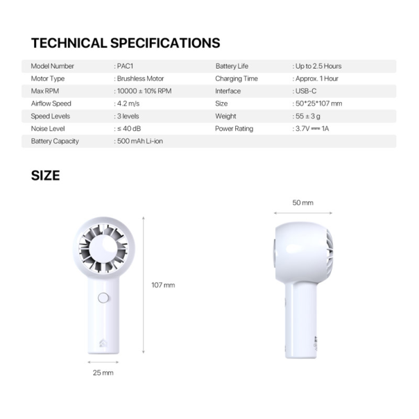 Ručni ventilator Fantech PAC1 plavi - G222358