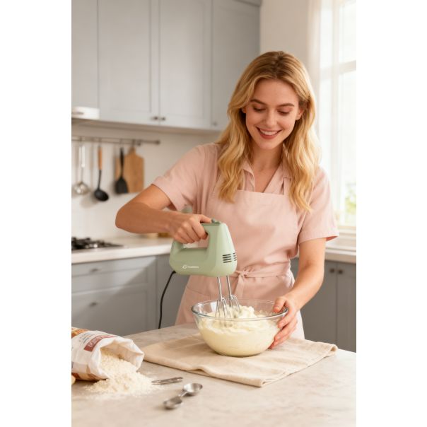 Deaktion električni ručni mikser 150W, 5 brzina, zaštita od pregrevanja, pastelno zelena - R0128