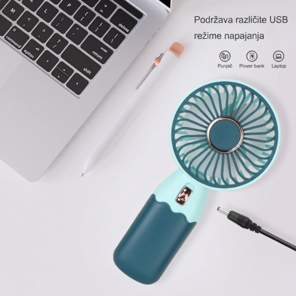 Ventilator ručni, lako prenosivi, plavi, USB punjenje - EP3104198