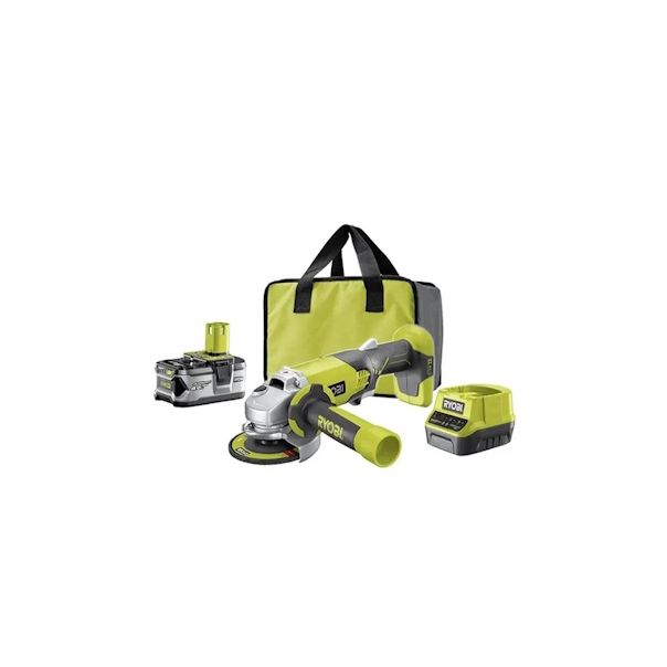 RYOBI Akumulatorska ugaona brusilica 115mm, set sa punjačem i baterijom 4Ah R18AG-140S - R18AG-140S