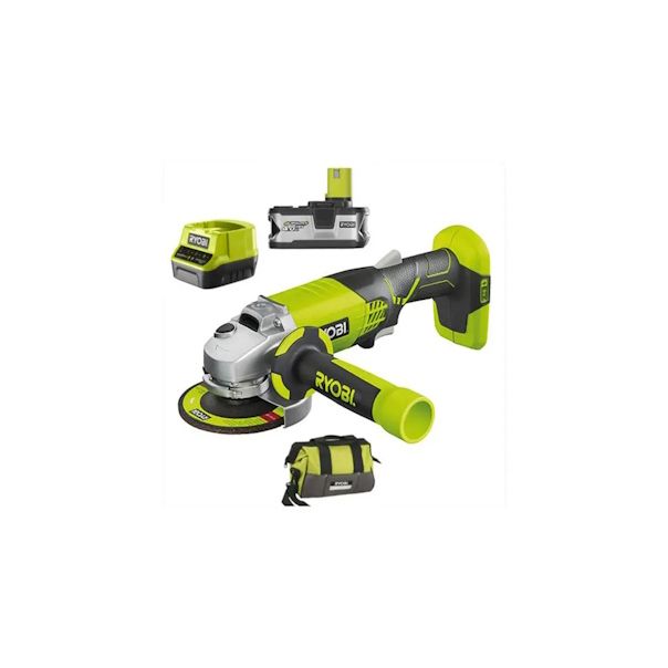 RYOBI Akumulatorska ugaona brusilica 115mm, set sa punjačem i baterijom 4Ah R18AG-140S - R18AG-140S