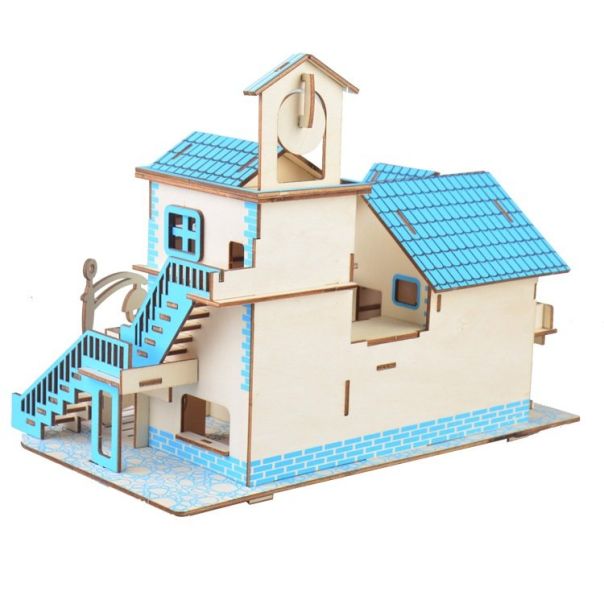 3d eko drvena puzzle - ŠARMANTNA VILA - 86-1