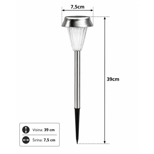 Solarna baštenska LED lampa 39 cm – Ubodna spoljašnja rasveta - EP3173660