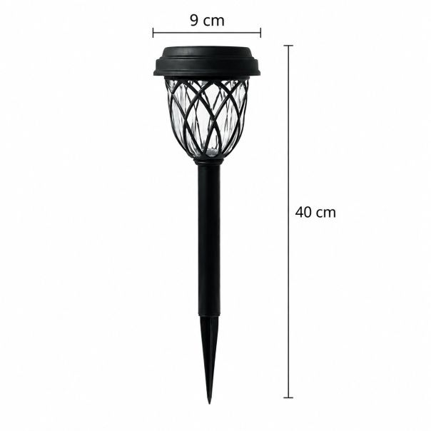 Solarna baštenska LED lampa 40 cm – Crna ubodna spoljašnja rasveta - EP3173657