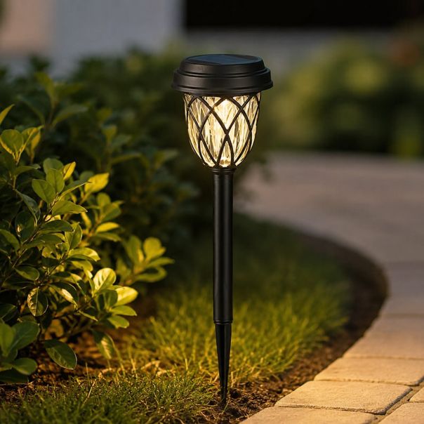 Solarna baštenska LED lampa 40 cm – Crna ubodna spoljašnja rasveta - EP3173657