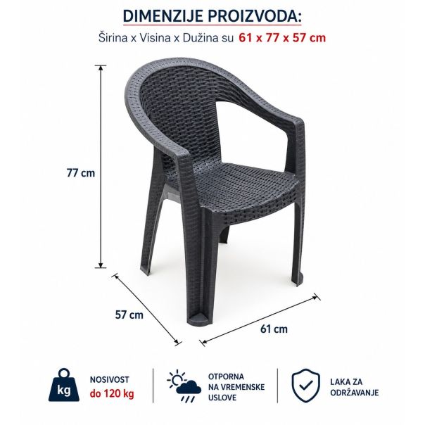 Baštenska Stolica Mona Polukrug Antracit - EP3170447