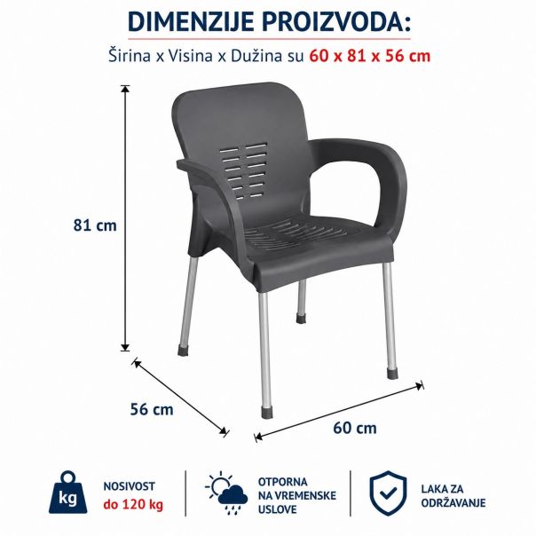 Stolica Paris PVC sa metalnim nogarima - EP3170450