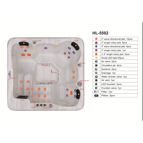 Nero Hidromasažna kada Comfort Nova 2000x2000x900mm (5 osoba) - 0015152