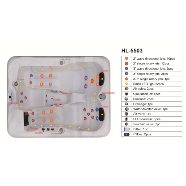 Nero Hidromasažna kada Comfort Relax 2000x1600x880mm (3 osobe) - 0015153