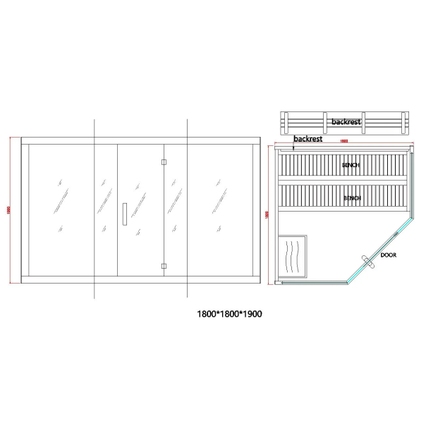 Nero Sauna soba kanadski Hemlock 1800x1800x1900mm - EP2889806
