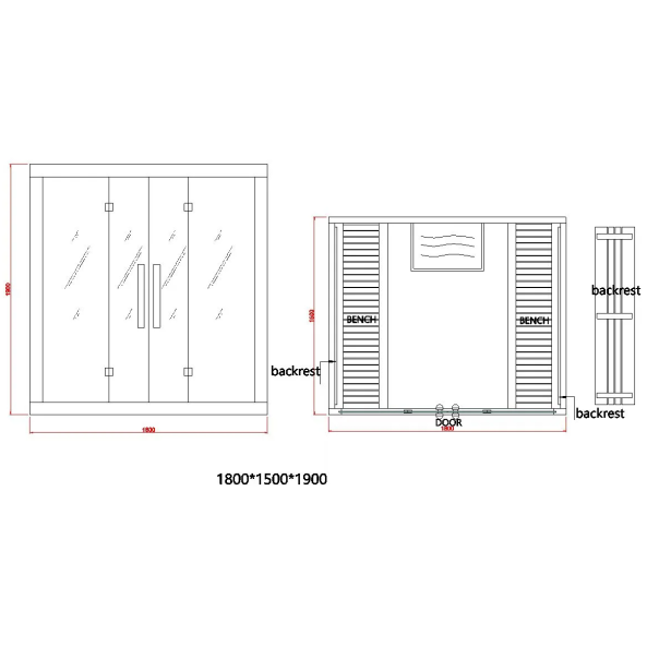 Nero Sauna soba kanadski Hemlock 1800x1500x1900mm - EP2889808