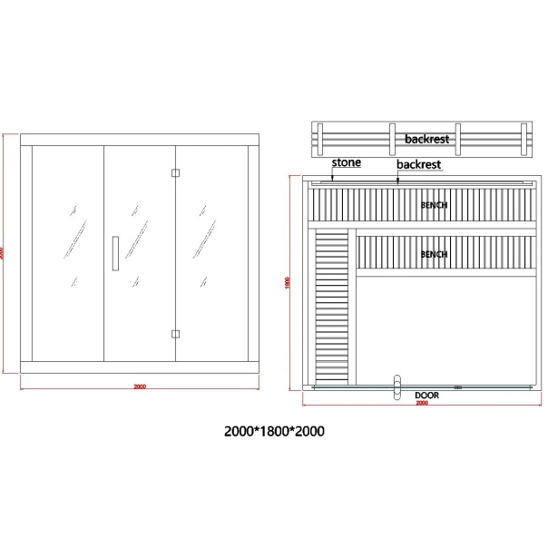 Nero Sauna soba kanadski Hemlock 2000x1800x2000mm - EP2889816