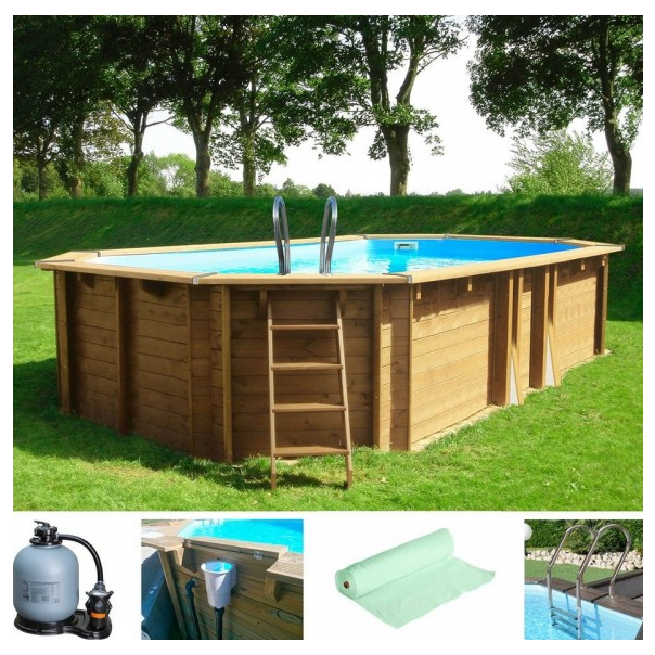 GRE Drveni montažni okrugli bazen Canelle 2 5,36 x 3,36 x 1,17m - EP2889846