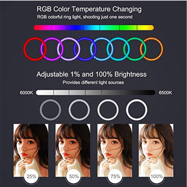Selfie LED Ring light color sa stalkom 26cm - 052990