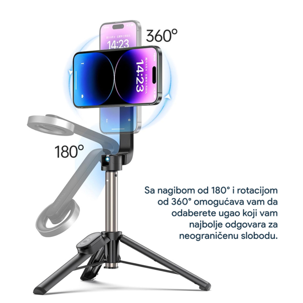Selfie stick + mini tripod/stabilizator magnetic - 216085-1