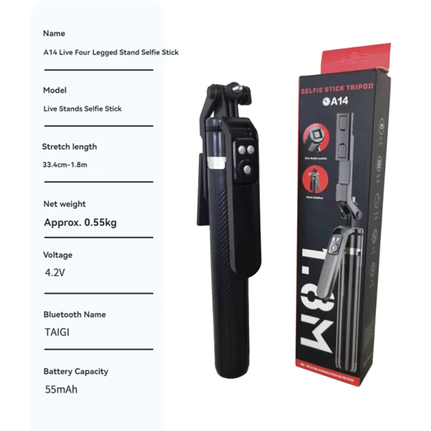 Selfie stick A14 + tripod crni - 215553