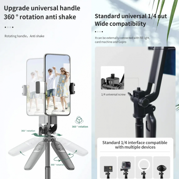 Selfie stick A66 + tripod crni - 209707