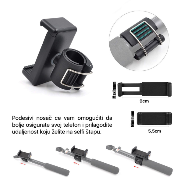 Selfie stick sa Type C kablom crni - 209444