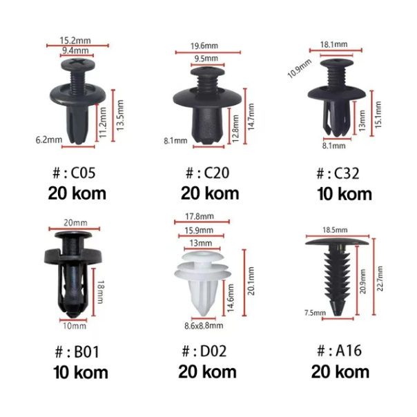 Set kopci i zabica za auto, plastika, crni - 209755