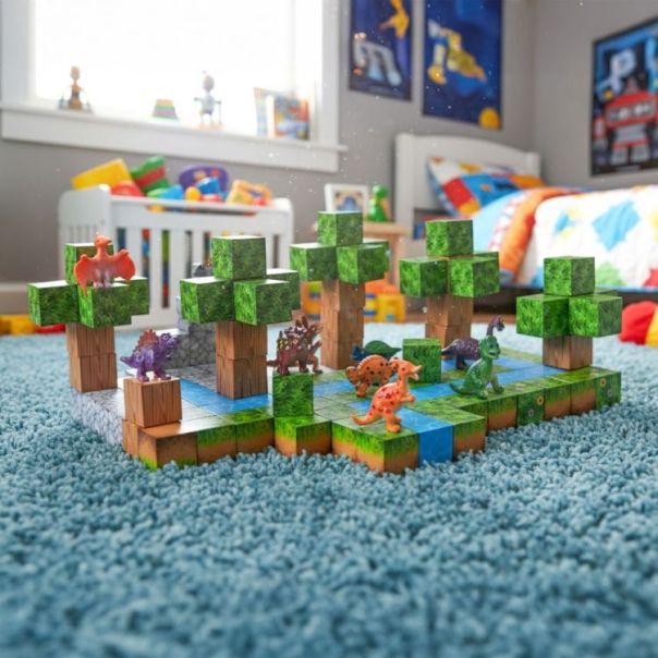 ECO TOYS Set magnetnih kocki za decu – 142 dela, kocke i dinosaurisi - EP2752006