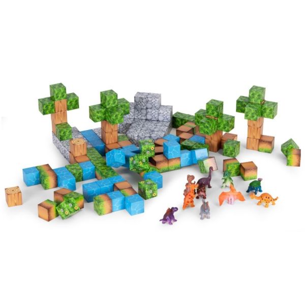 ECO TOYS Set magnetnih kocki za decu – 142 dela, kocke i dinosaurisi - EP2752006