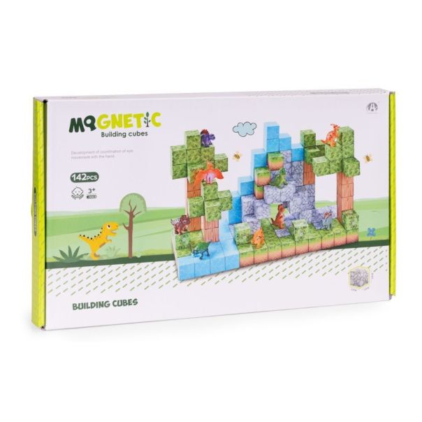 ECO TOYS Set magnetnih kocki za decu – 142 dela, kocke i dinosaurisi - EP2752006
