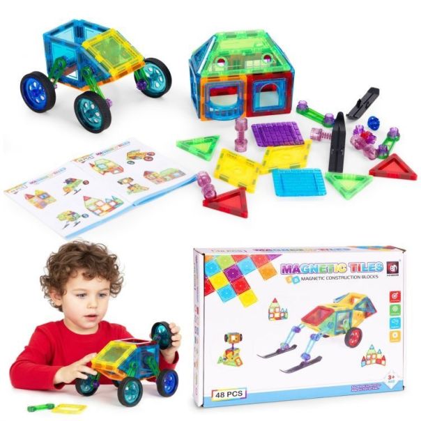 ECO TOYS Set magnetnih kocki za decu – kuća i auto, 48 delova - EP2752018
