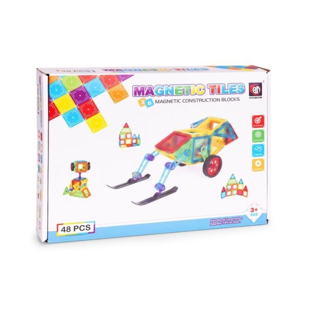 ECO TOYS Set magnetnih kocki za decu – kuća i auto, 48 delova - EP2752018